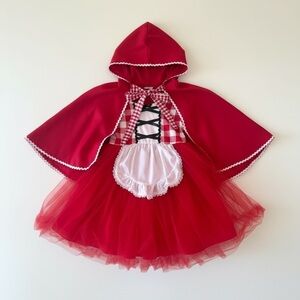 Lover Dovers Little Red Riding Hood Dress & Cape Costume Girls 6-6X Red White